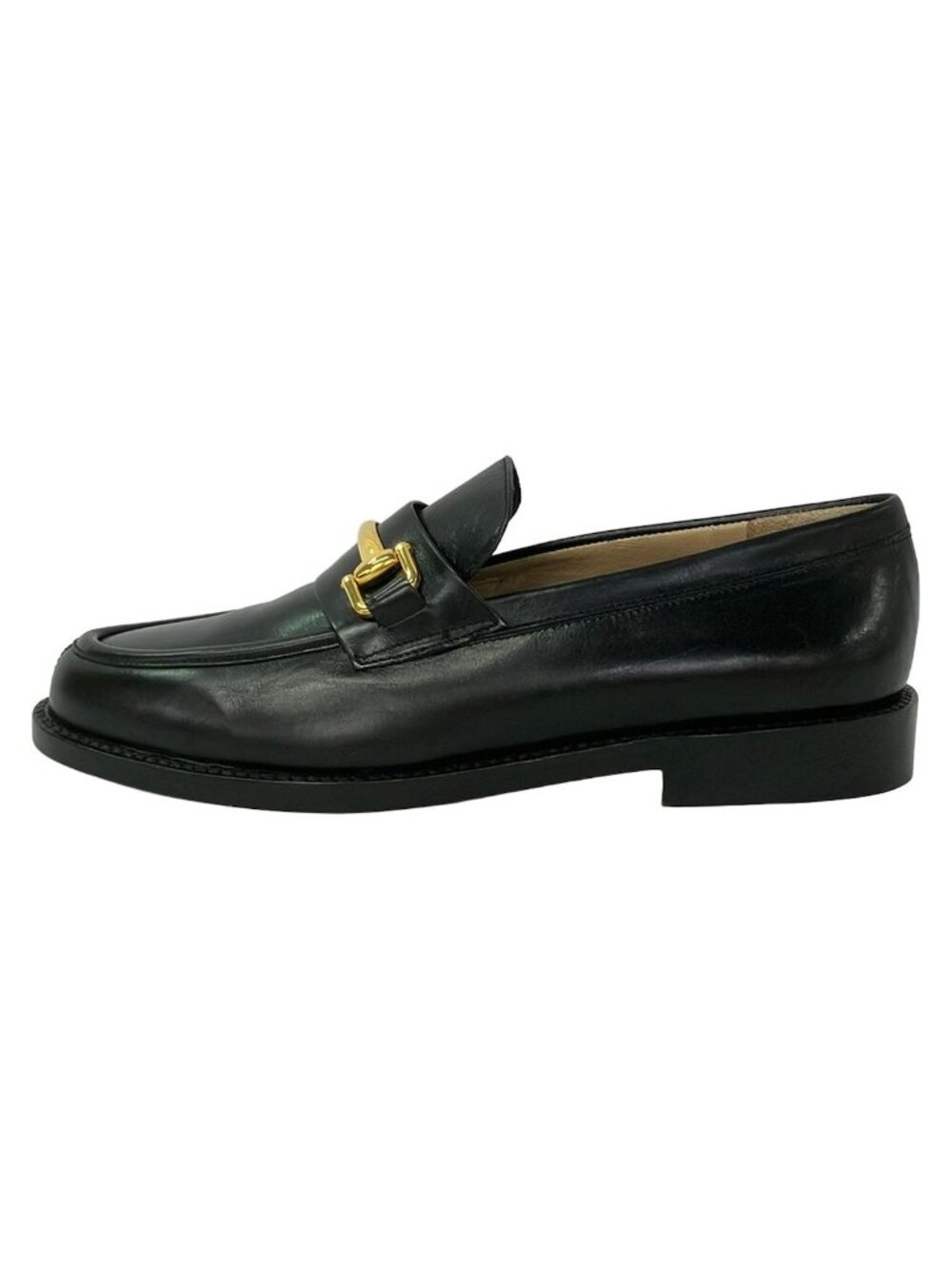 Gucci Loafers 36 C Black Gold Leather